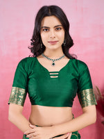 Thumbnail for Vedant Vastram Banarasi Silk Fashion Saree - Green - Distacart
