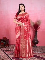 Thumbnail for Vedant Vastram Banarasi Silk Fashion Saree - Red - Distacart