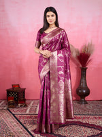 Thumbnail for Vedant Vastram Banarasi Silk Fashion Saree - Wine - Distacart