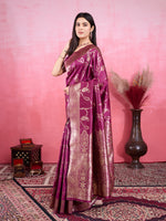 Thumbnail for Vedant Vastram Banarasi Silk Fashion Saree - Wine - Distacart