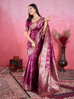Thumbnail for Vedant Vastram Banarasi Silk Fashion Saree - Wine - Distacart