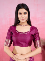 Thumbnail for Vedant Vastram Banarasi Silk Fashion Saree - Wine - Distacart