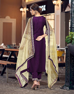 Thumbnail for Yash Enterprise Purple Rayon Embroidery Party Wear Suit Set