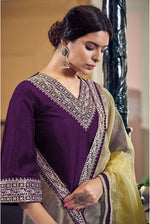 Thumbnail for Yash Enterprise Purple Rayon Embroidery Party Wear Suit Set