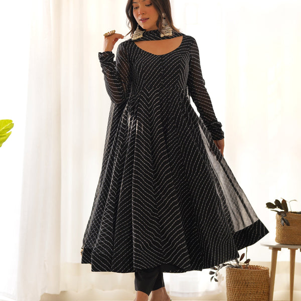 Lehenga Mart Wedding Wear Anarkali Suit With Dupatta - Black - Distacart
