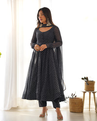 Thumbnail for Lehenga Mart Wedding Wear Anarkali Suit With Dupatta - Black