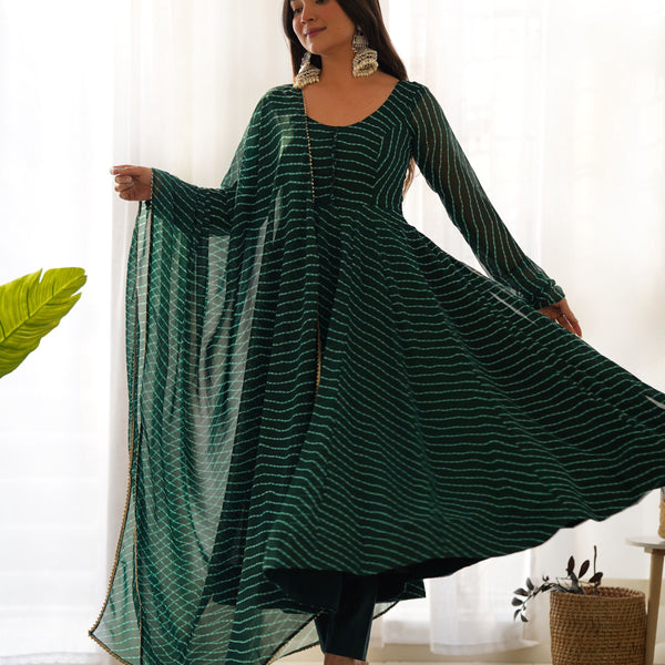 Lehenga Mart Wedding Wear Anarkali Suit With Dupatta - Green - Distacart