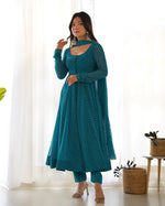Thumbnail for Lehenga Mart Wedding Wear Anarkali Suit With Dupatta - Rama - Distacart