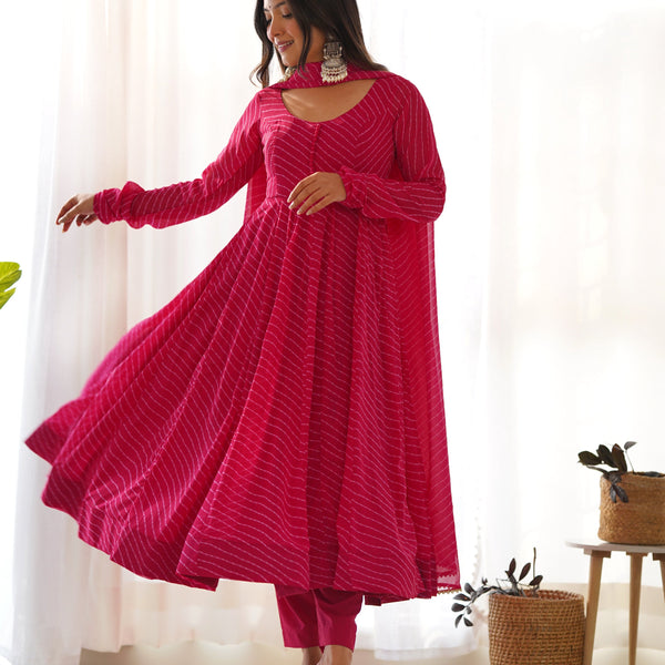 Lehenga Mart Wedding Wear Anarkali Suit With Dupatta - pink - Distacart
