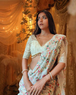 Thumbnail for Teeya Creation Off White Color Georgette Embroidery Work Saree - Distacart