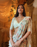 Thumbnail for Teeya Creation Off White Color Georgette Embroidery Work Saree - Distacart