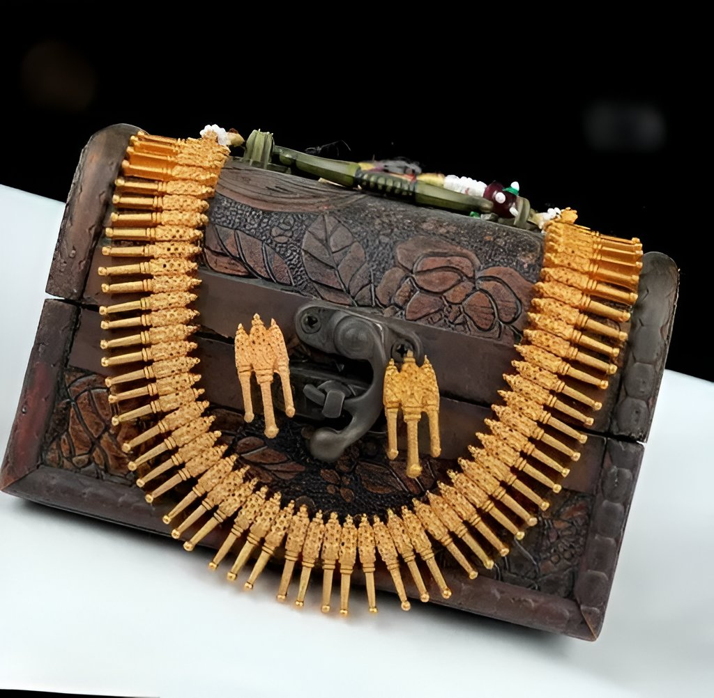 Jewel City Elegant Gold-Plated Spike Necklace Set - Traditional South Indian Style Jewelry