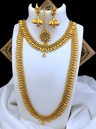 Jewel City Exquisite Handcrafted Gold Filigree Bridal Necklace and Earrings Set