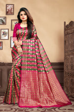 Thumbnail for Vedant Vastram Litchi Silk Designer Banarasi Saree - Magenta - Distacart