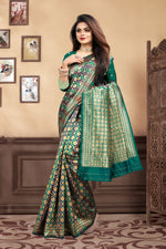 Thumbnail for Vedant Vastram Litchi Silk Designer Banarasi Saree - Rama - Distacart