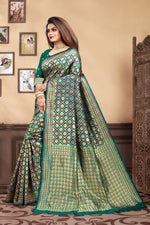 Thumbnail for Vedant Vastram Litchi Silk Designer Banarasi Saree - Rama - Distacart