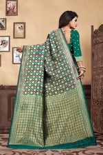 Thumbnail for Vedant Vastram Litchi Silk Designer Banarasi Saree - Rama - Distacart