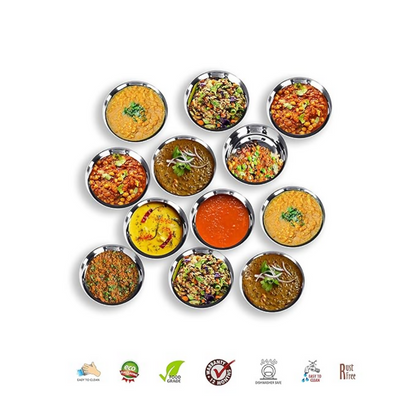 Sumeet Stainless Steel Heavy Gauge Solid Bowl Wati Set with Mirror Finish - Dista
