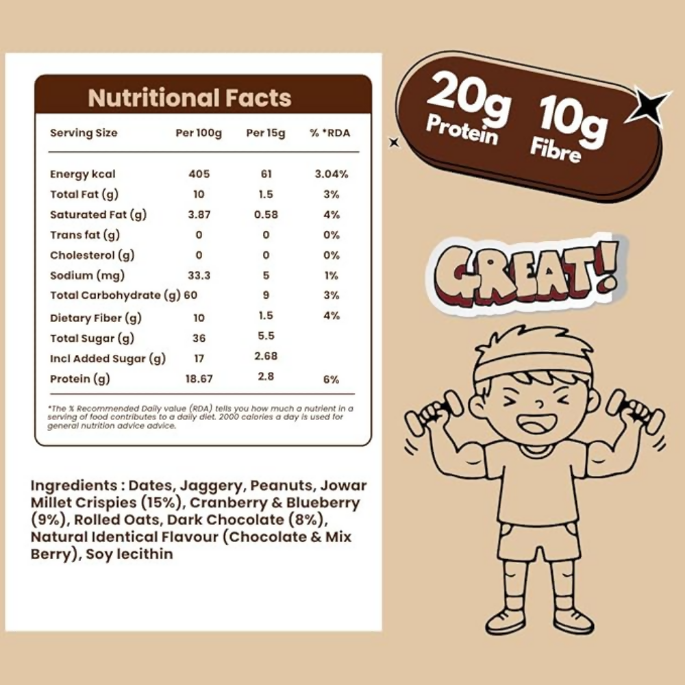 NIHKAN Choco Berry Millets Protein Mini Bars - Dista