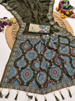Thumbnail for Vastranavya Mehendi Muga Cotton Meenakari & Azarakh Pallu Saree with Contrast Blouse - Distacart