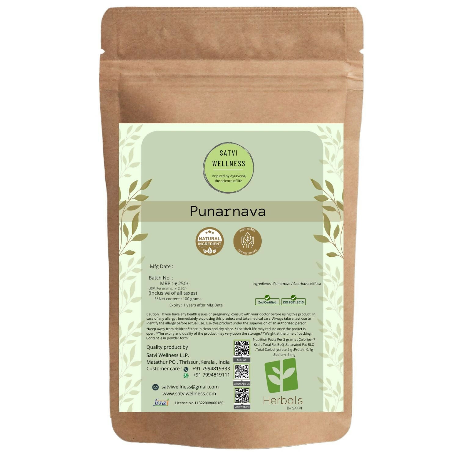 Satvi Wellness Punarnava Herbal Tea Powder