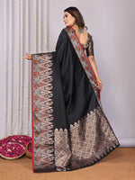 Thumbnail for Joban Fashion Banarasi Black Jacquard Woven Soft Silk Saree