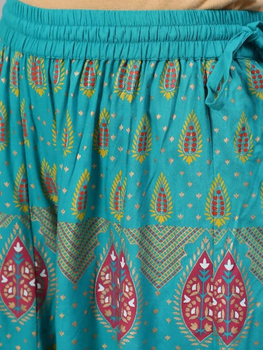 Anubhutee Blue Floral Embroidered Empire Sequinned Kurta with Skirt - Distacart