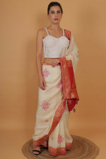 Thumbnail for Joban Fashion Silk Pearl And Beads Hand Embroidery Padded Blouse - Pearl White
