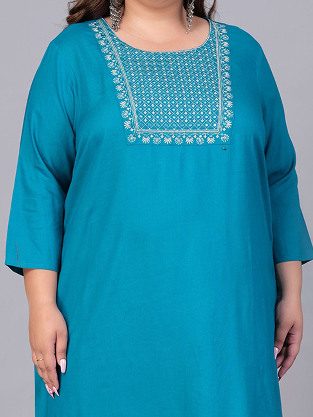 Sztori Women Yoke Design Flared Sleeves Thread Work Kurta - Distacart