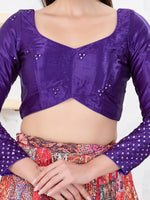 Thumbnail for Joban Fashion Brinjal Gajji Silk Elbow Sleeveless Back Open Blouse