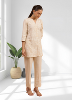 Thumbnail for Joban Fashion Cream Linen Embroidered Readymade Cord Set - Distacart