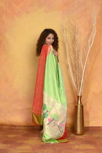 Thumbnail for Very Much Indian Handloom Pure Cotton Paithani Dupatta - White - Distacart