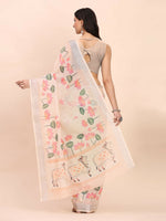 Thumbnail for Astita Linen Cotton Peach Saree