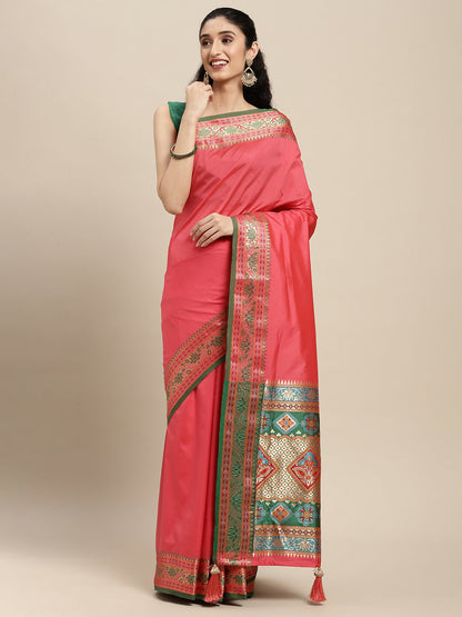 Shree Shyam Fashion Silk Blend Gajari Saree - Distacart