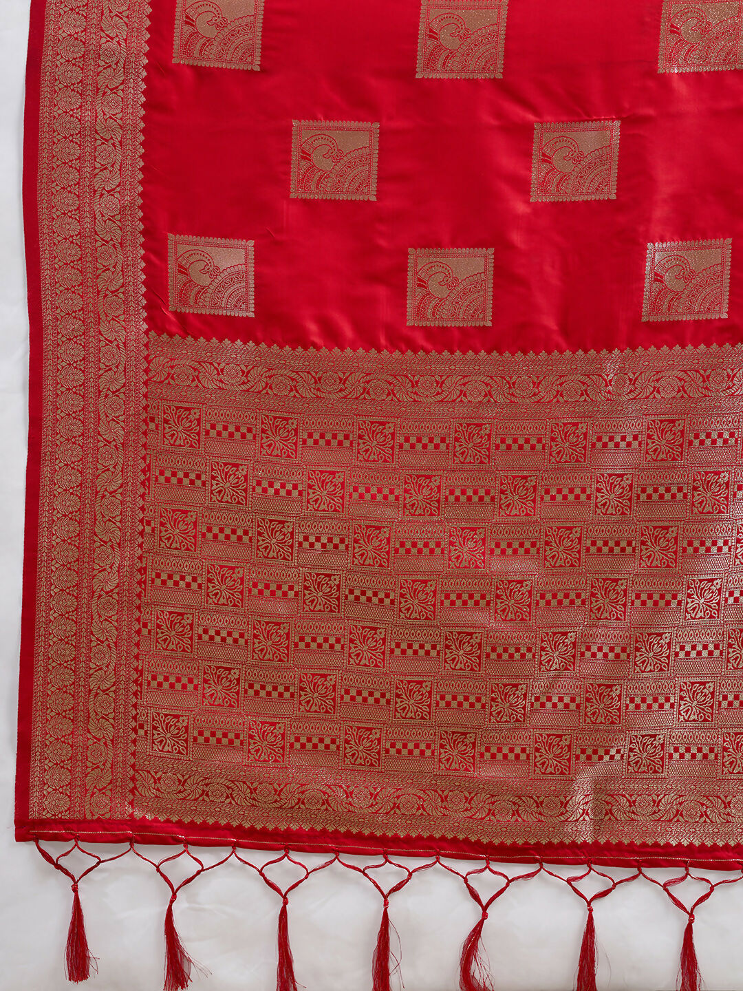 Shree Shyam Fashion Red Silk Blend Saree - Distacart