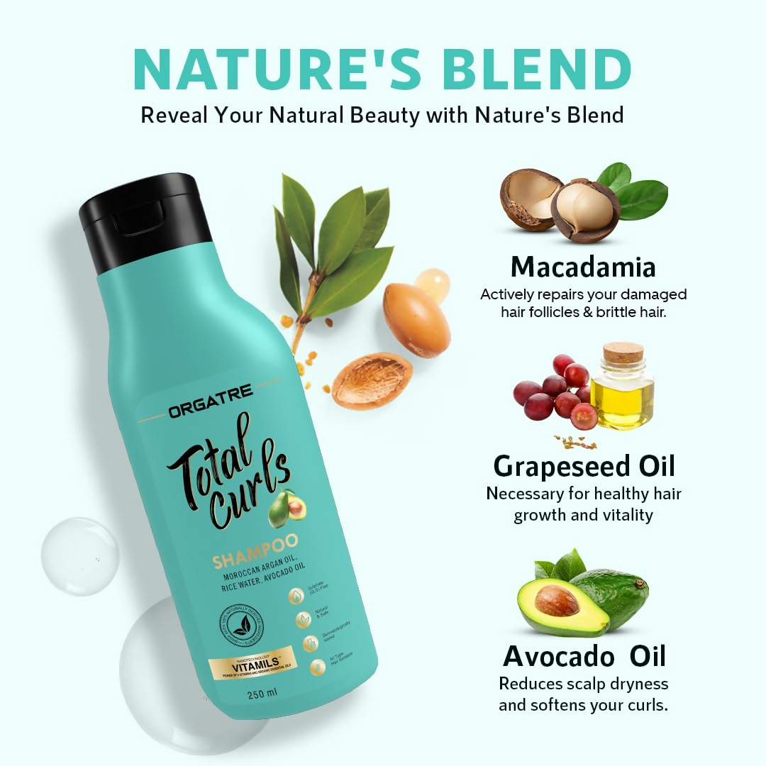 Orgatre Total Curls Shampoo With Rice Water, Argan Oil For Curly Hairs - Distacart