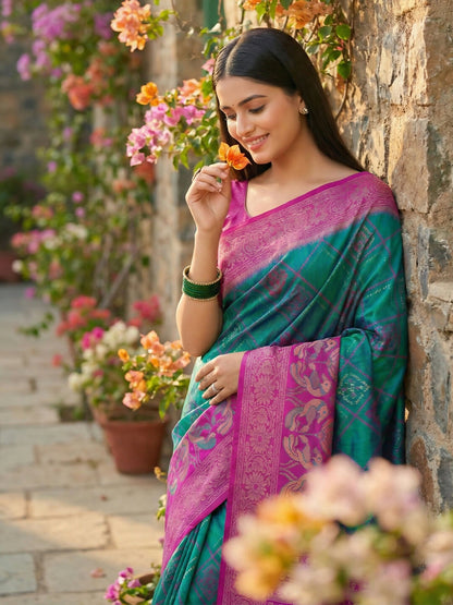 Shree Shyam Fashion Sky Blue Pochampally Silk Saree - Distacart