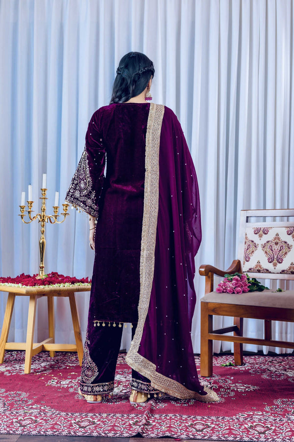 Teeya Creation Rani Color Velvet Silk Embroidery Work Party Wear Suit