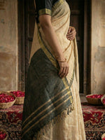 Thumbnail for Shree Shyam Fashion Beige Cotton Saree - Distacart