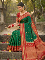 Thumbnail for Shree Shyam Fashion Green Soft Silk Saree - Distacart