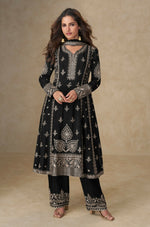 Thumbnail for Anaita Black Chinon Silk Stitched Suit with Embroidery & Sequence Work - Distacart