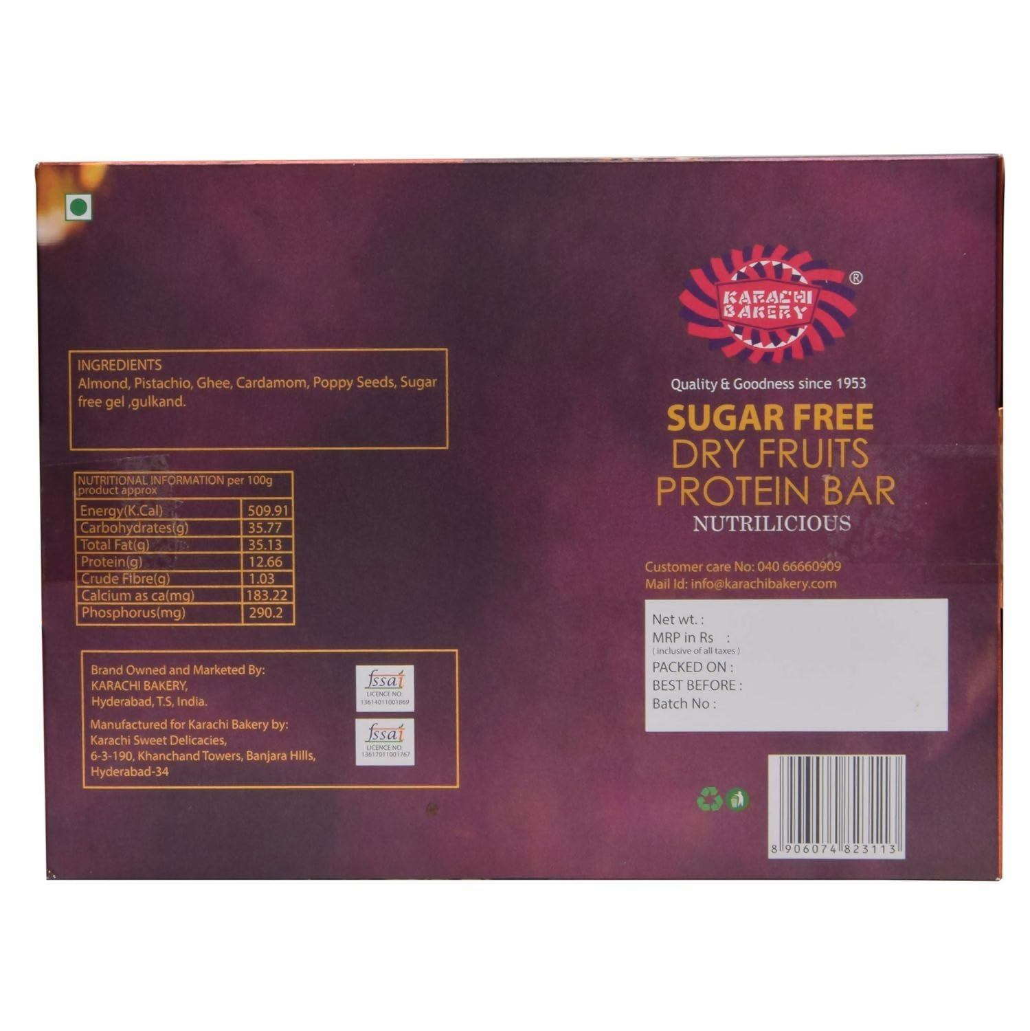 Karachi Bakery Sugar Free Dry Fruit Protein Nutrilicious - Distacart