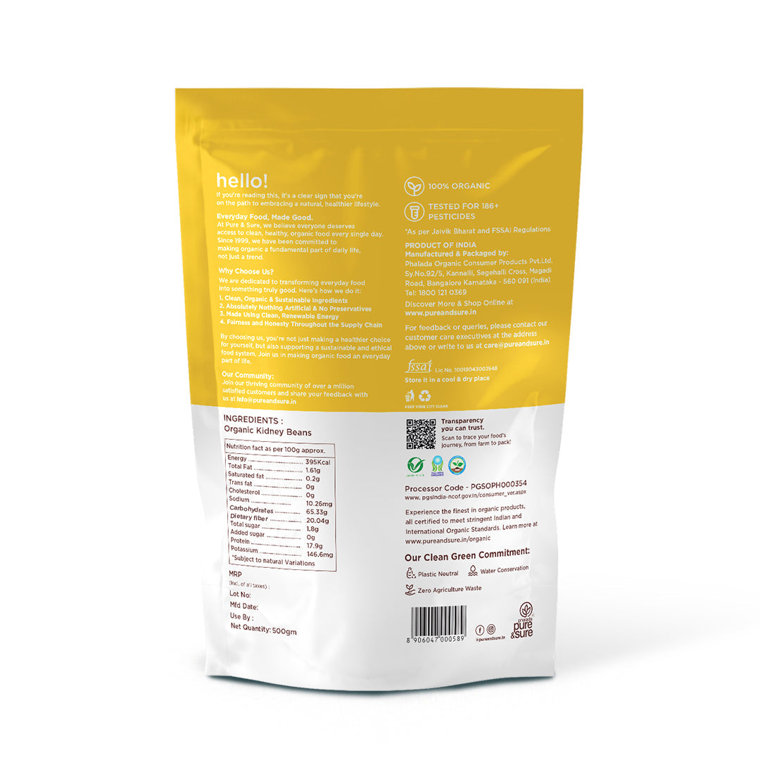 Pure & Sure Organic Kidney Beans / Rajma - Distacart
