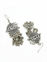 Thumbnail for NVR Women Elephant Design German Silver Oxidised Jhumka Earrings - Distacart