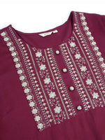 Thumbnail for Sztori Plus Size Floral Yoke Design Mirror Work Straight Kurta