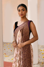 Thumbnail for Joban Fashion Ivory Crepe Chiffon Pure Handloom Banarasi Silk Saree