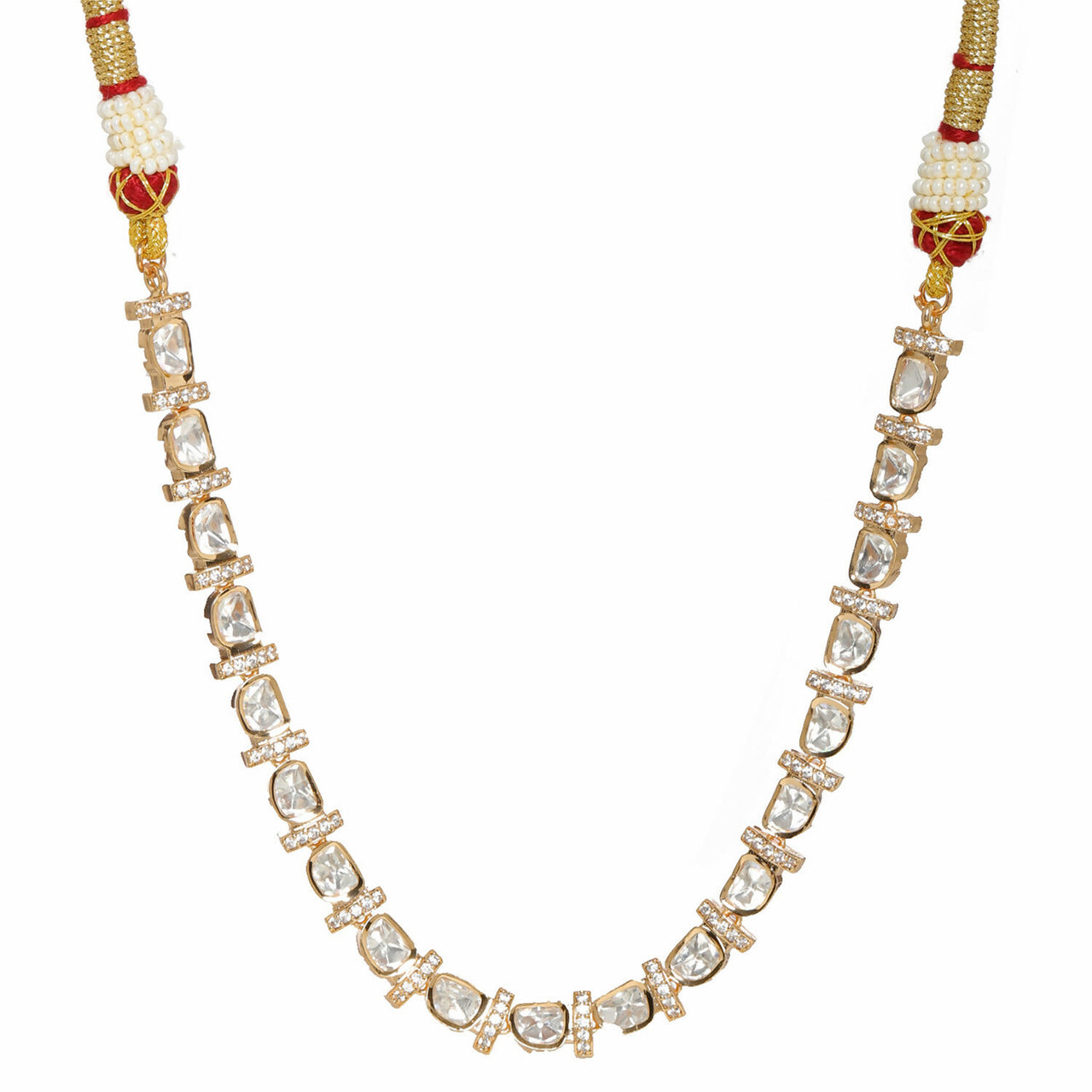 Kundan and American Diamond Neckpiece (Gold) - Ruby Raang - Distacart