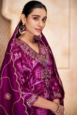 Thumbnail for BulBul Rashmi Chanderi Pink Kurta Set with Dupatta
