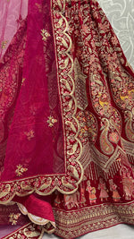 Thumbnail for Jyoti Fashion Women's Rani Pink Velvet Multi Thread Embroidered with Zircon Diamond Work Wedding Lehenga Choli - Distacart