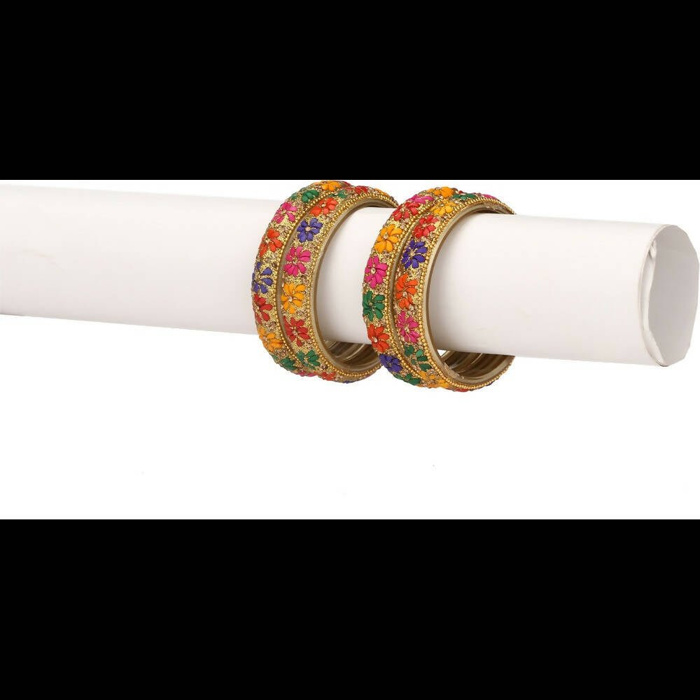 Afast Bridal Wedding & Party Fashionable Colorful Glass Bangle/Kada Set, Pack Of 4 - Distacart
